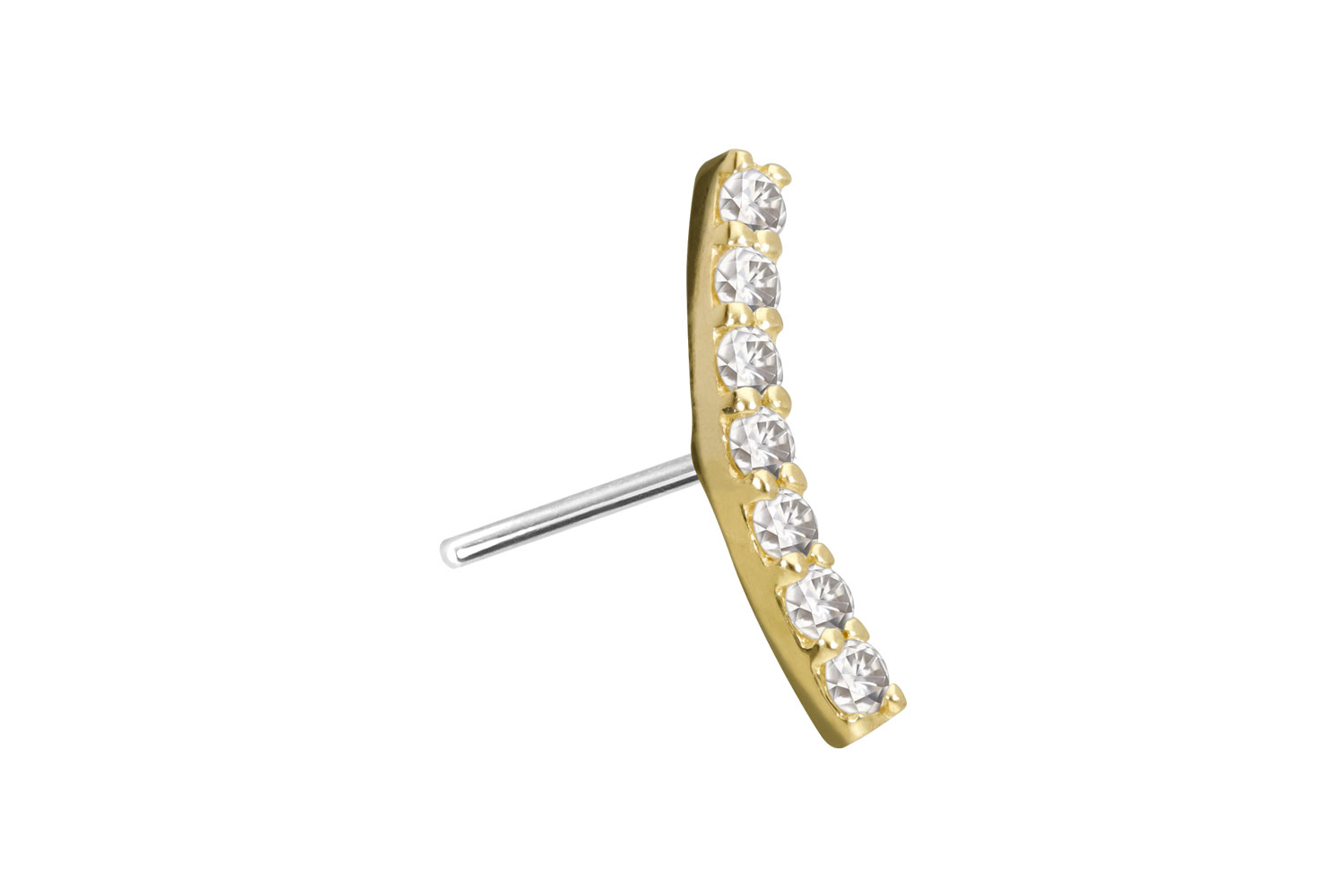 14 Karat Gold Aufsatz mit Titan Push Pin MOISSANIT-BOGEN von Piercingline